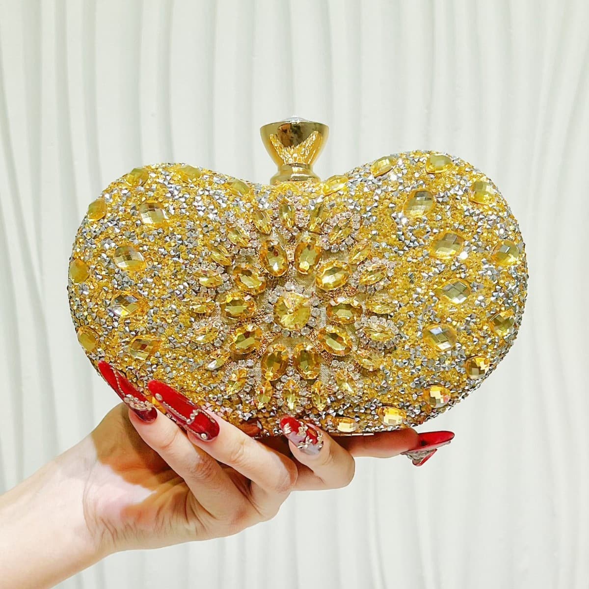 Diamond-Encrusted Wedding Handbag, Women's Evening Clutch, Floral Portable Versatile Bag, Socialite Bag, Bag to Match with Cheongsam