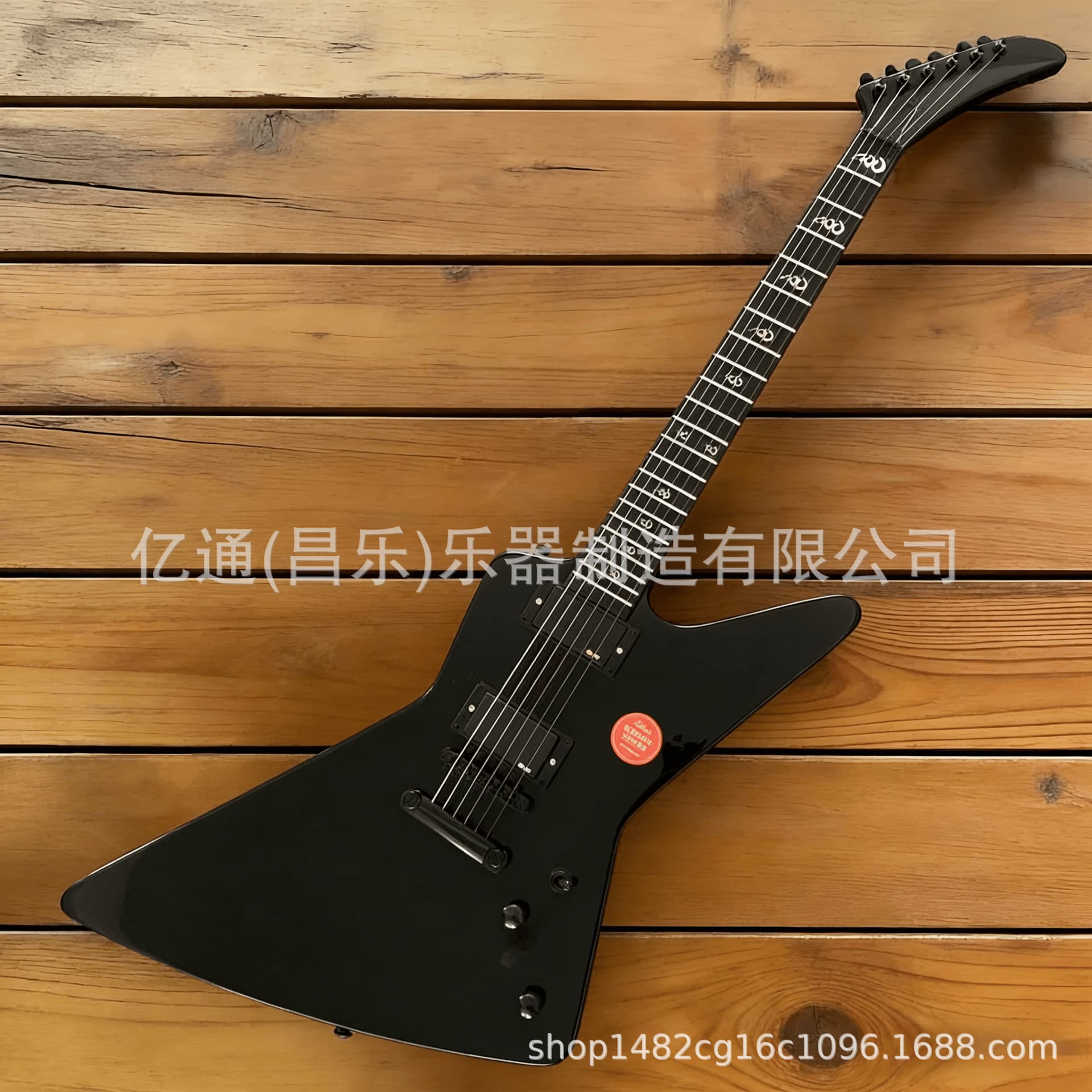 Ledux Black Explorer Electric Guitar Electric Guitar Big Eye Bridge 22 Frets Pure Black