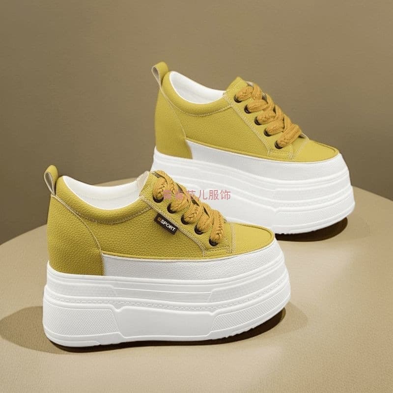 Women's height increase 10/12cm platform white sneakers for women, spring/autumn new petite platform thick sole lightweight single mesh shoes