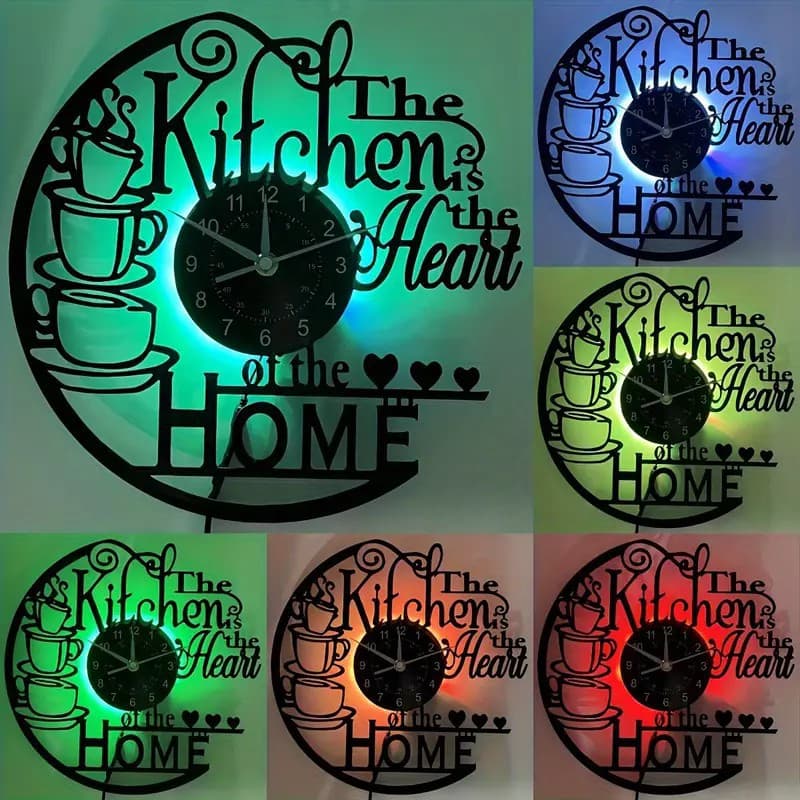 TEMU Amazon Cross-Border Exclusive Vinyl Wall Clock Coffee Pattern Silent Sweep Vinyl Record Clock King