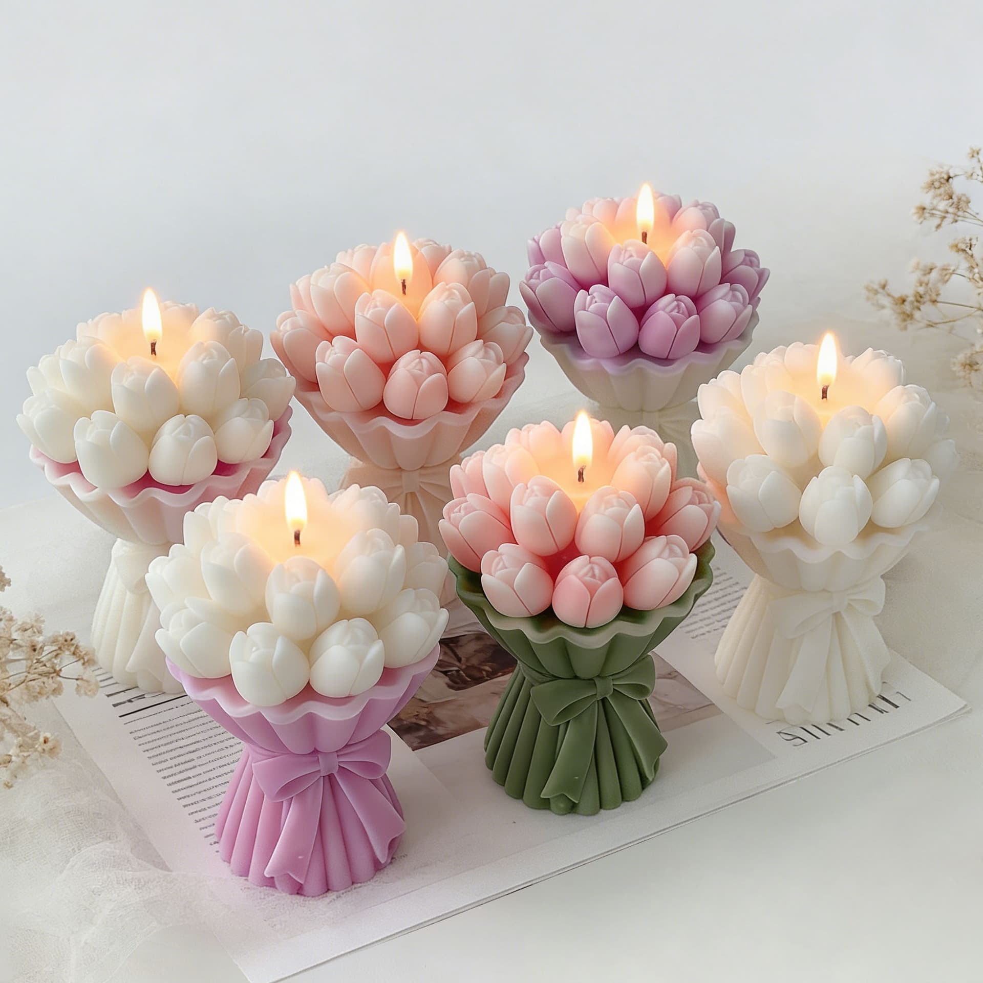 Jiahuimei Tulip Bouquet Candle Decoration Silicone Mold DIY Tulip Flower Handmade Aromatherapy Mold