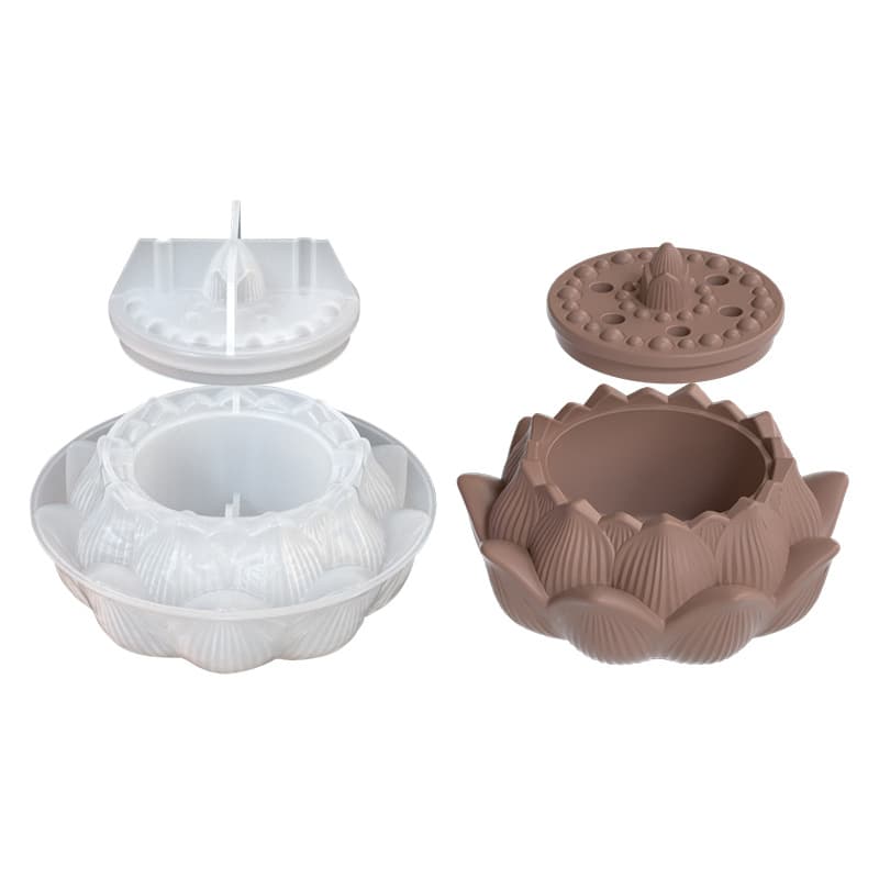Lotus Incense Burner Silicone Mold DIY Aromatherapy Plaster Lotus Jar Storage Box Candle Cup Resin Incense Burner Mold