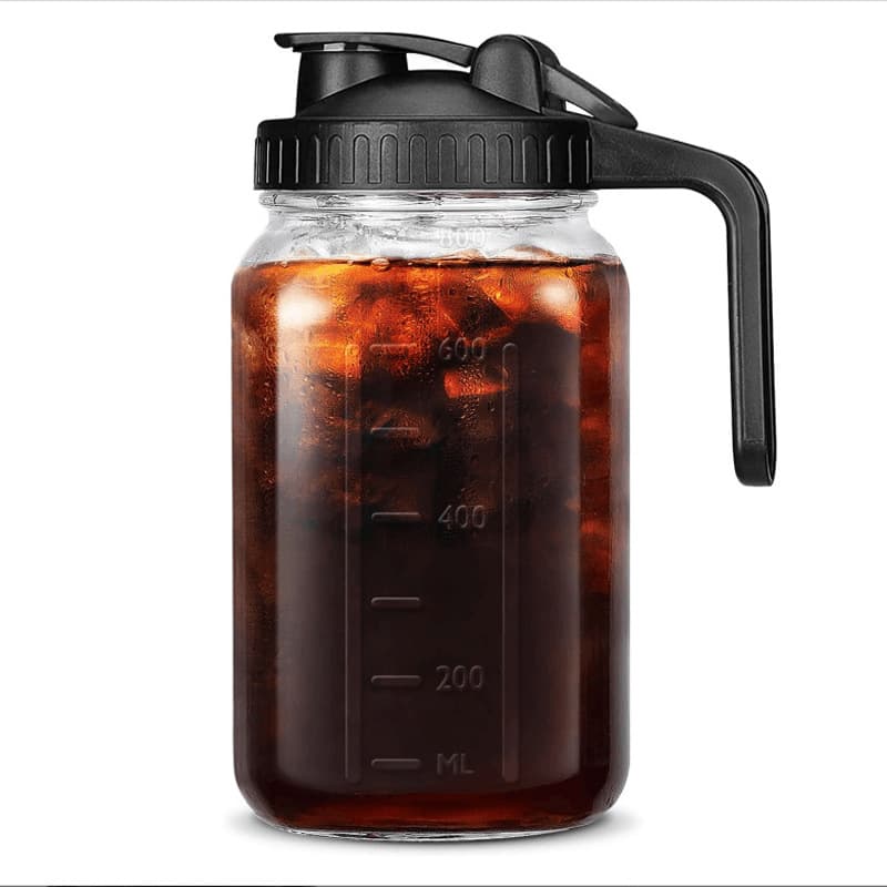 Amazon 60oz glass mason jar with filter cold brew coffee scented tea wine beverage bottle cold water bottle