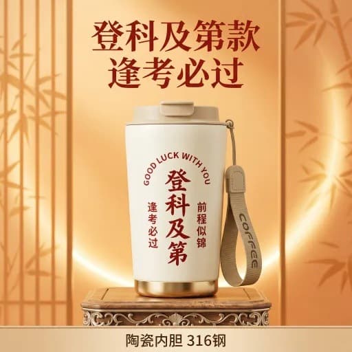 Customizable Stainless Steel Cup Student Souvenir Stainless Steel Ceramic Lining Coffee Cup Student Inspirational Graduation Gift