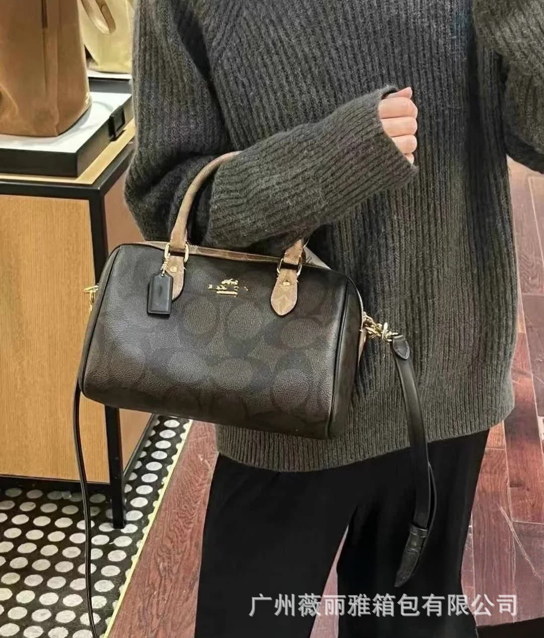Cross-border high-quality COACH Rowan 25 medium Boston pillow bag classic monogram handbag shoulder bag crossbody bag
