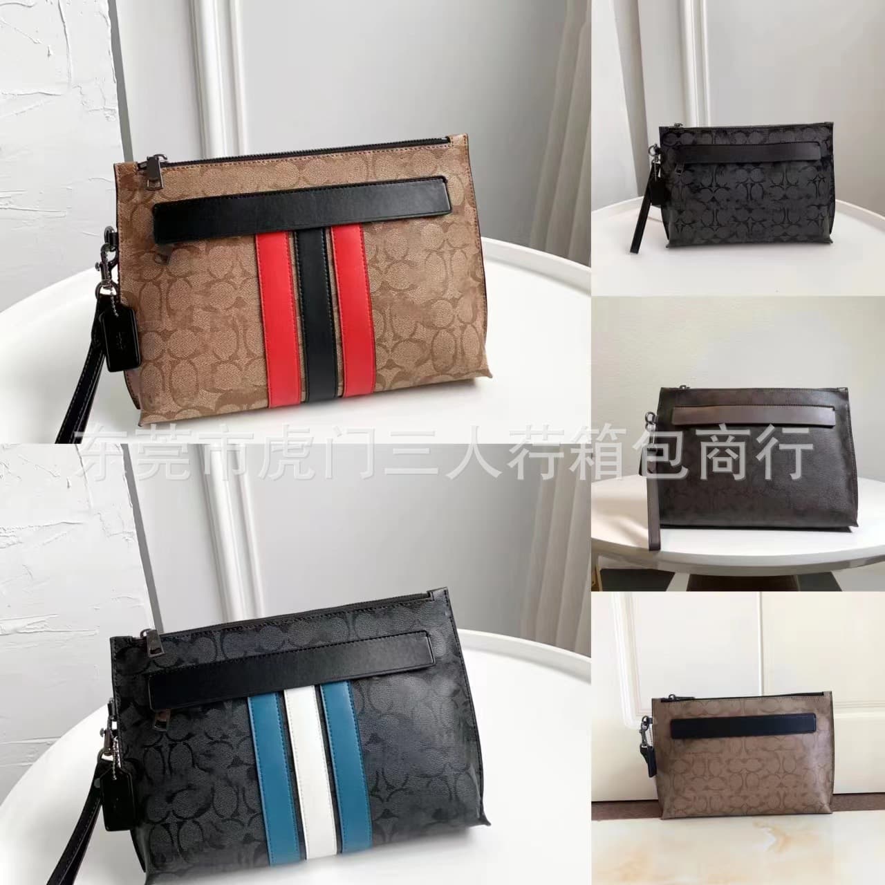 Classic Men's Large-Capacity Clutch Bag Trendy Wristlet Business C-Pattern Print Document Holder Casual Men's Bag