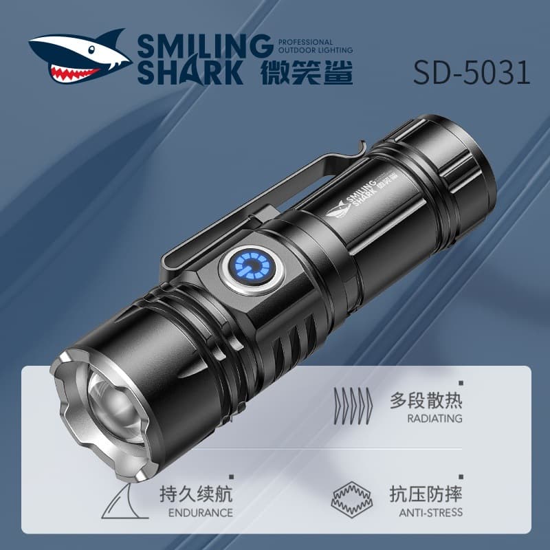 Outdoor mini aluminum alloy high-brightness flashlight with magnetic tail, three-speed adjustable flashlight, telescopic zoom flashlight
