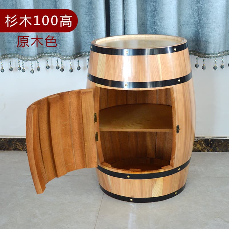 Barrel Oak Vintage Storage Cabinet Prop Door Wine Cellar Solid Wood Wine Rack Home Wine Table Red Wine Cabinet