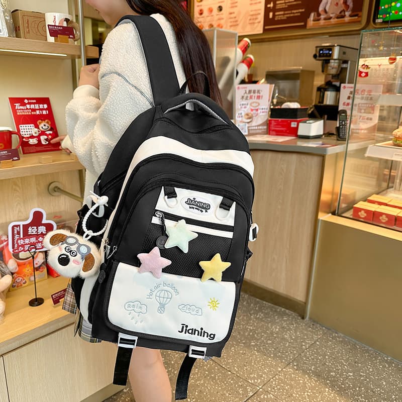 School Backpack for Girls, High-Appearance Large-Capacity Two-Tone Lightweight Backpack for Elementary and Middle School Students Grades 3-6