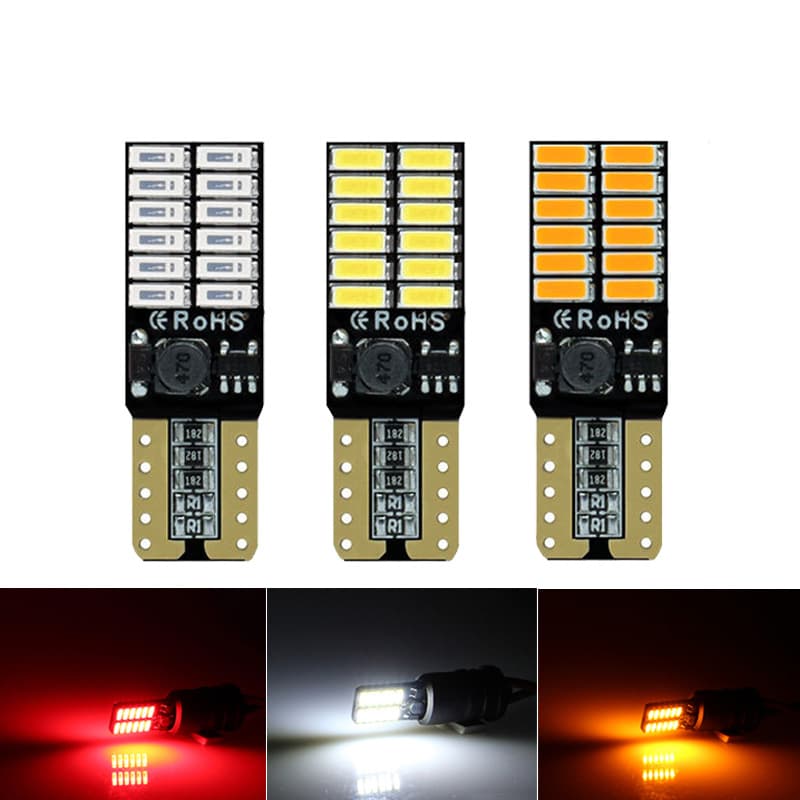 Car LED light T10 4014 24-light width indicator light constant current with decoding stepless high-brightness license plate light