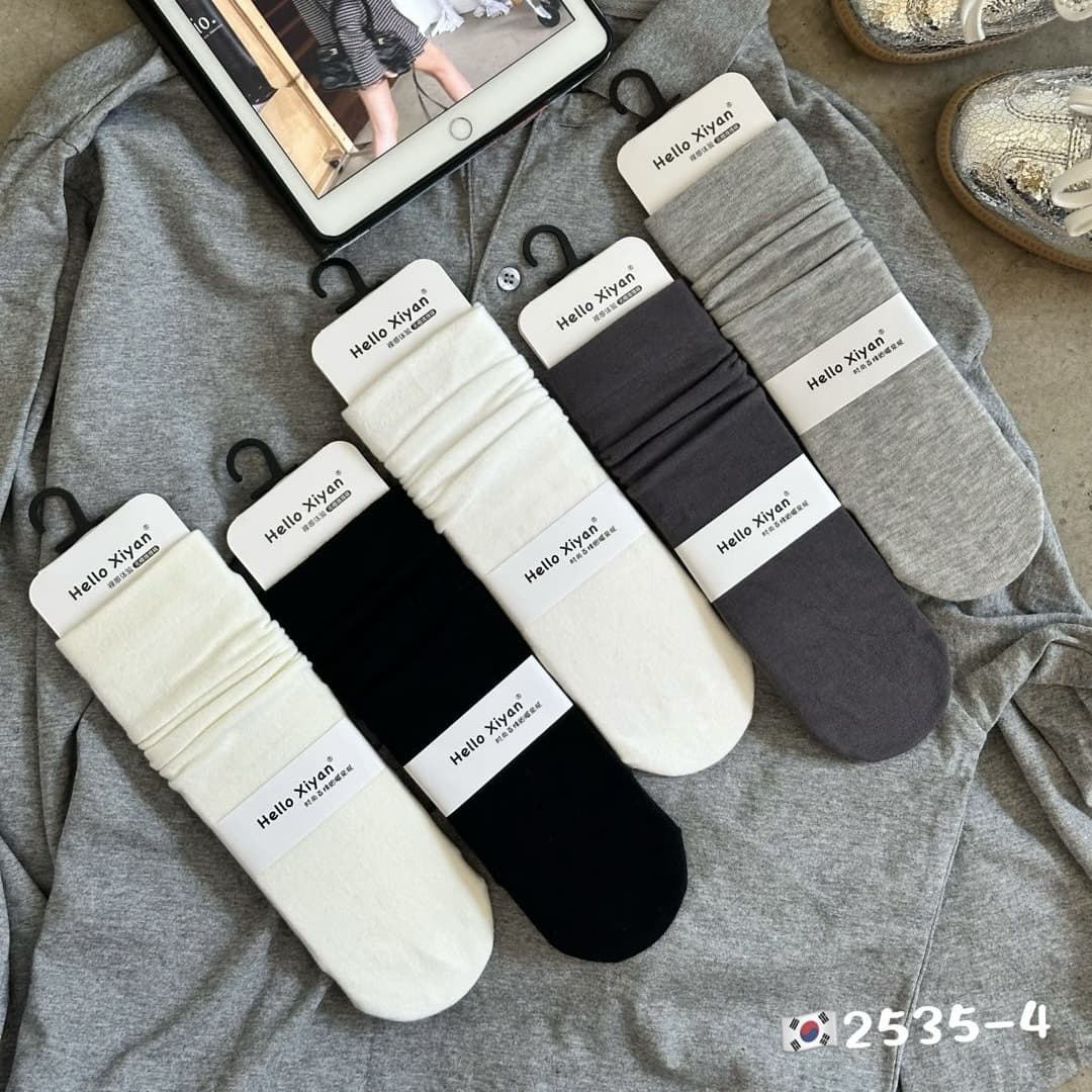 Xiyan Autumn/Winter New Women's Stacked Socks, Japanese/Korean Socks, Long Tube Socks, Student Straight-Leg Academic Style Lace Solid Color Socks