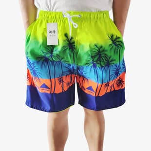 Cross-Border Summer Men's Printed Beach Shorts Casual Five-Point Shorts Drift Beach European and American Quick-Dry Loose Shorts