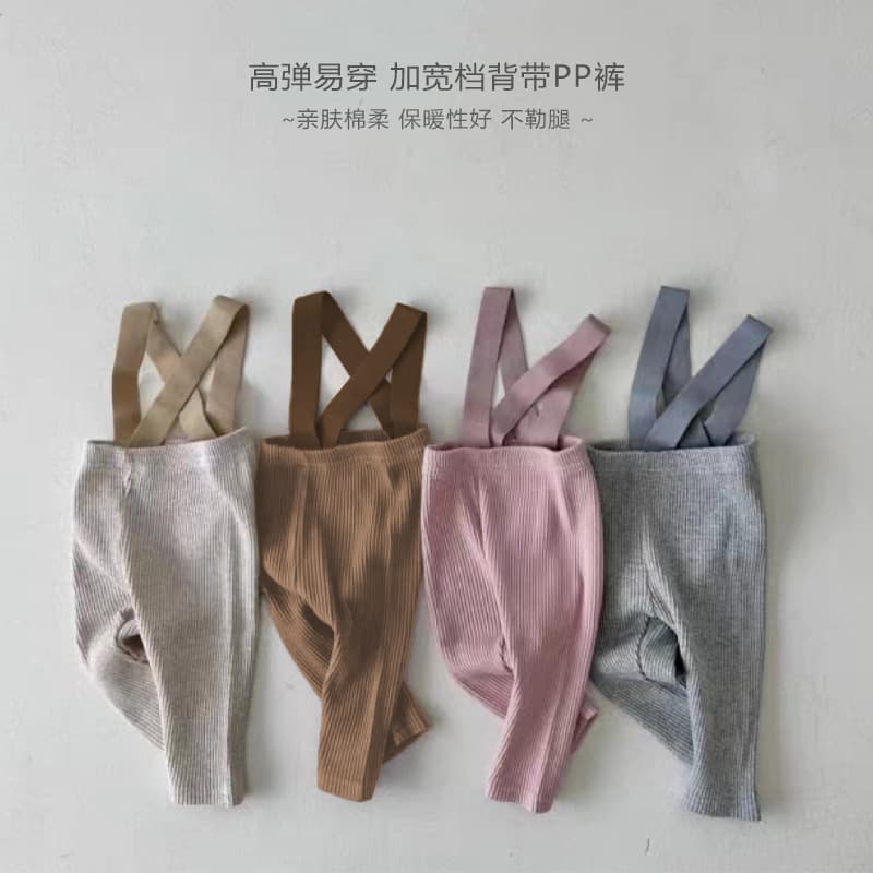 Baby Spring Autumn Cotton High Waist Belly Button Protective Suspenders Pants Infant Bodysuit Weightlifting Pants for Boys and Girls