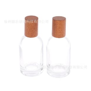 50ml Cylindrical Lab Perfume Bottle Clear Glass Perfume Spray Bottle Wooden Cap Perfume Refill Bottle