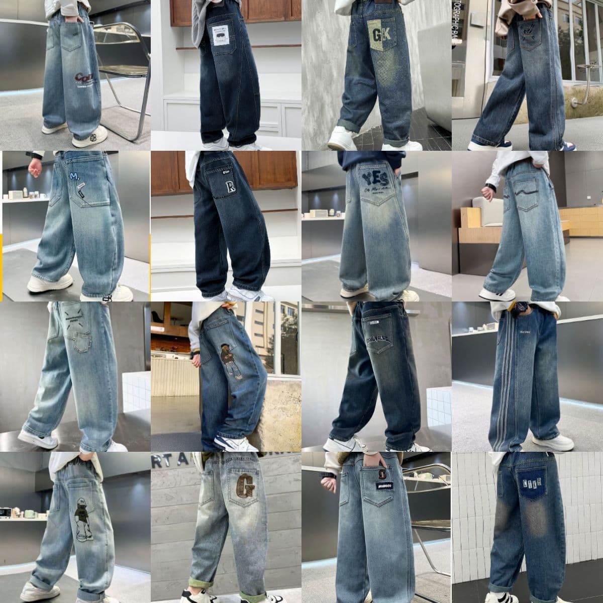 Boys' spring and autumn jeans, new trousers, Korean style fashionable harem pants, domineering, loose scimitar pants for middle-aged and older children