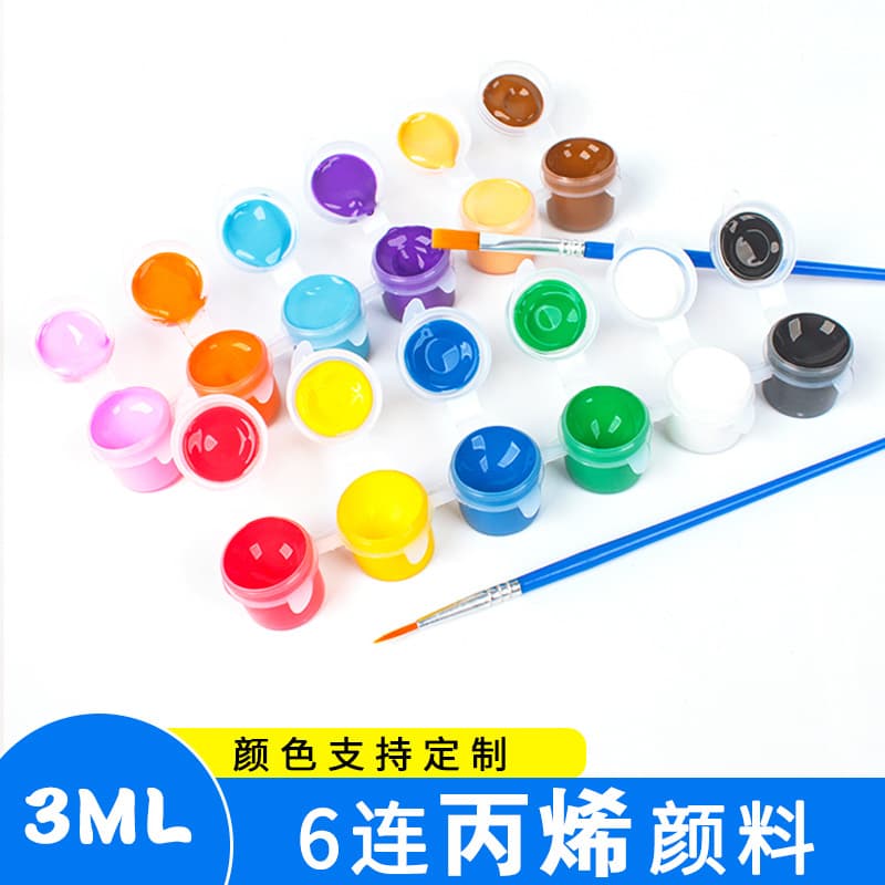 3ml six-piece acrylic paint children's diy hand-painted plaster doll art graffiti acrylic paint box