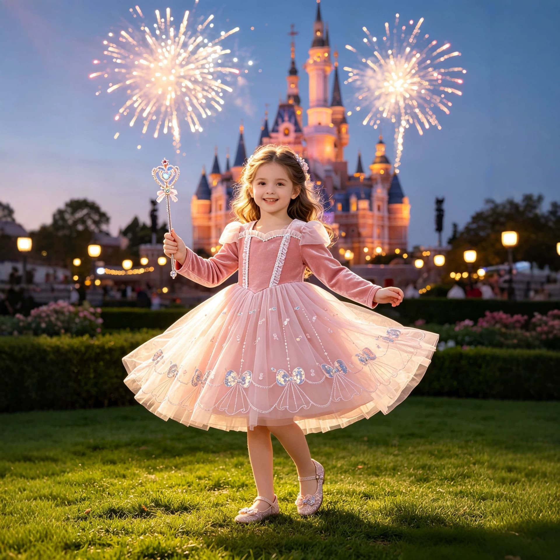 Foreign trade girls autumn and winter princess dress birthday party dress pearl lace collar long-sleeved princess dress