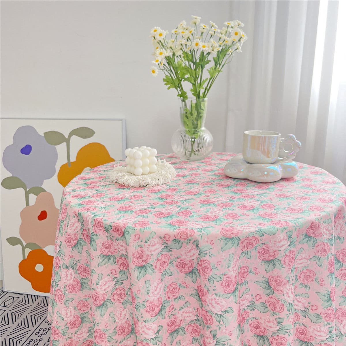 Ins style cute velvet tablecloth Internet celebrity floral desk cloth room dormitory desk background transformation