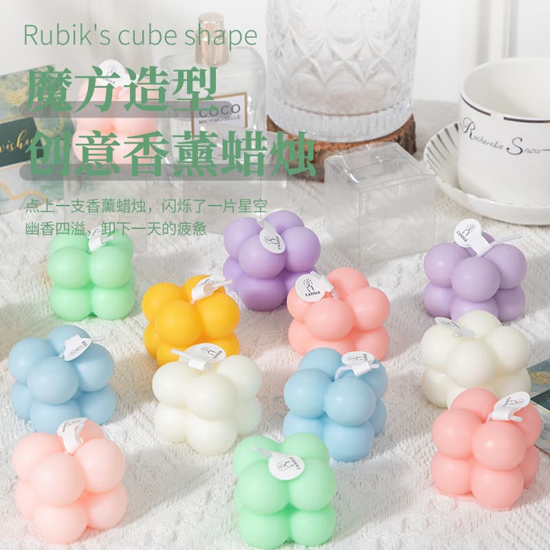 Cross-border wholesale cute mini cube scented candle, ins-style gift, handmade photo prop, new
