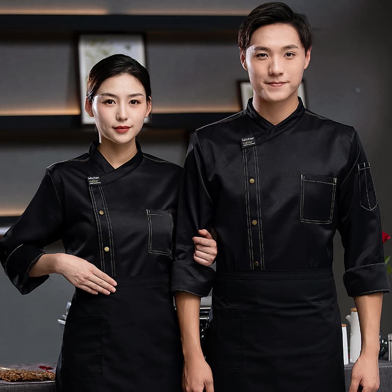 Chef Work Uniform Men's Long Sleeve Waterproof and Oil-Proof Women's Autumn and Winter Hotel Restaurant Kitchen Baking Apron Clothing