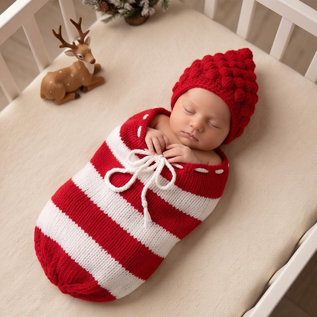Cross-Border Christmas Children Photography Sleeping Bag, Studio Photo Hand-Knitted Swaddle Sleeping Bag Elf Shape Set