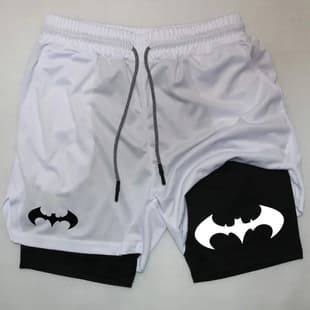 2025 Men's 2D Print Running Shorts Gym Double-Layer Fitness Shorts 2-in-1 Quick-Dry Training Shorts