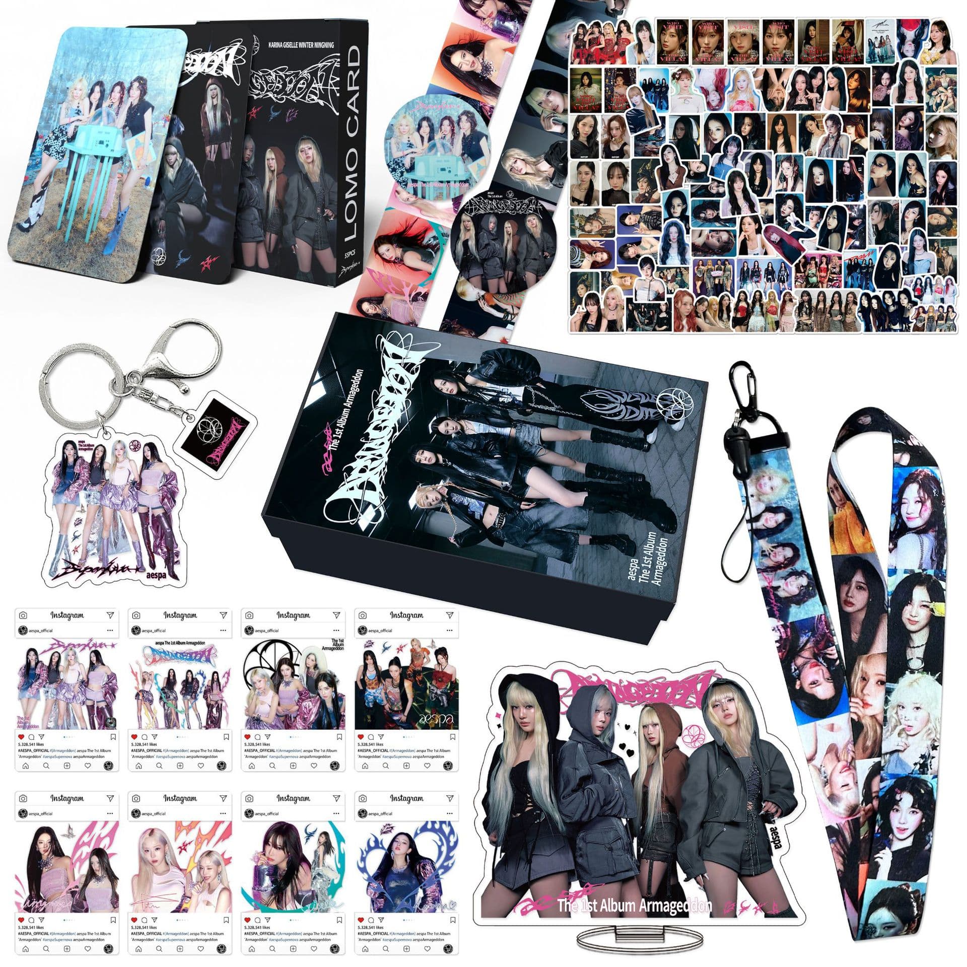 aespa gift box regular album Supernova peripheral keychain sticker small card lanyard stand gift bag