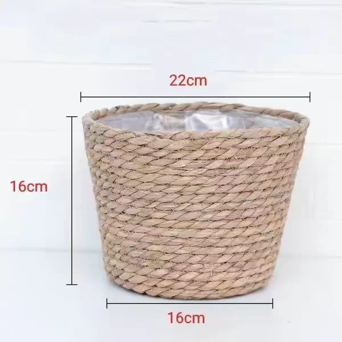 Cross-border factory wholesale rattan woven grass flower baskets and planters, large-mouth home decor items for indoor succulent plants