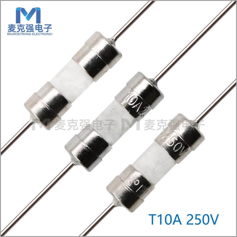 Dual-cap ceramic fuse with wire T10A 250V 3.6*10 with lead slow-blow current fuse tube