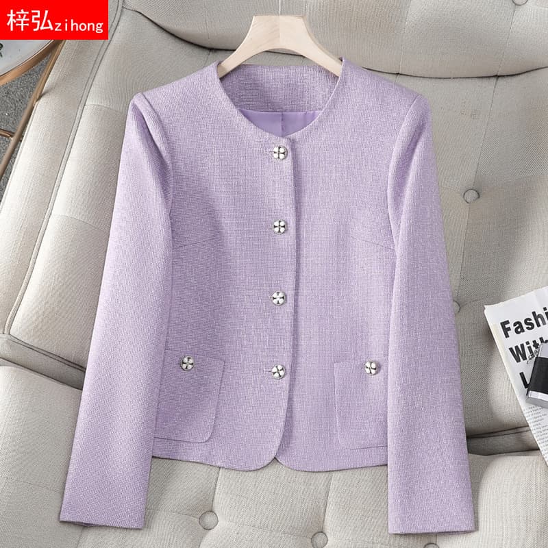 Light Purple Chanel-Style Short Blazer for Women, New High-End Professional Wear, Versatile Commute Top
