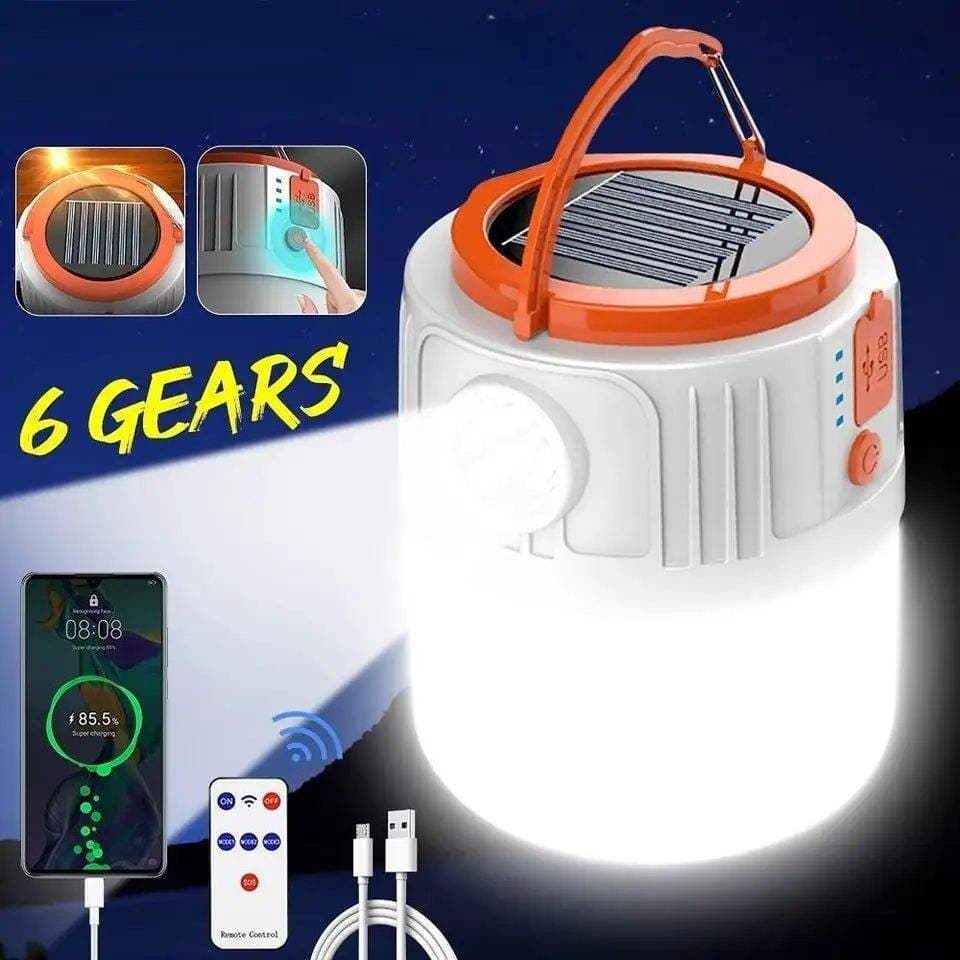 Solar camping light, USB rechargeable emergency light, multi-functional tent outdoor LED portable flashlight wholesale