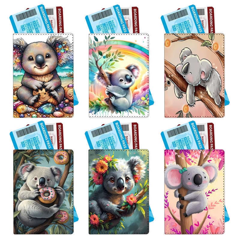 Anime Cute Bear Dog Passport Holder Travel Passport Cover PU Document Protector Wholesale Custom Printing Yiwu