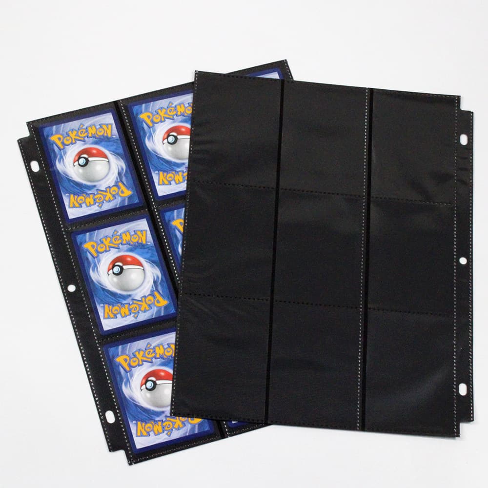 9-grid Card Page Litchi Grain Black Pokemon Game King Millennium Card Collection Page Loose-leaf Universal Size