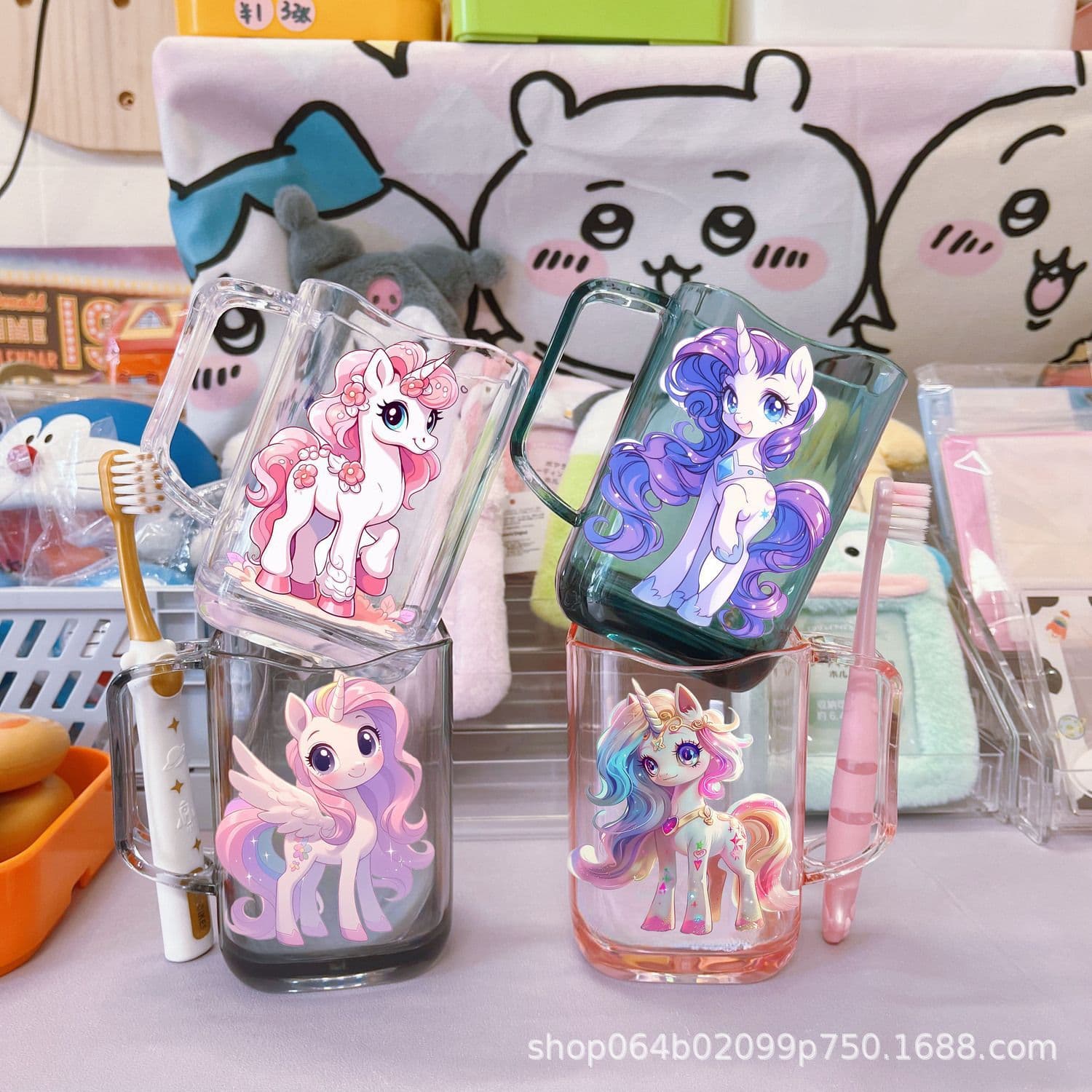My Little Pony Cartoon Cute Teeth Brushing Mouthwash Cup Plastic Girl Dental Cylinder Baby Plastic Cartoon Large Capacity Cup
