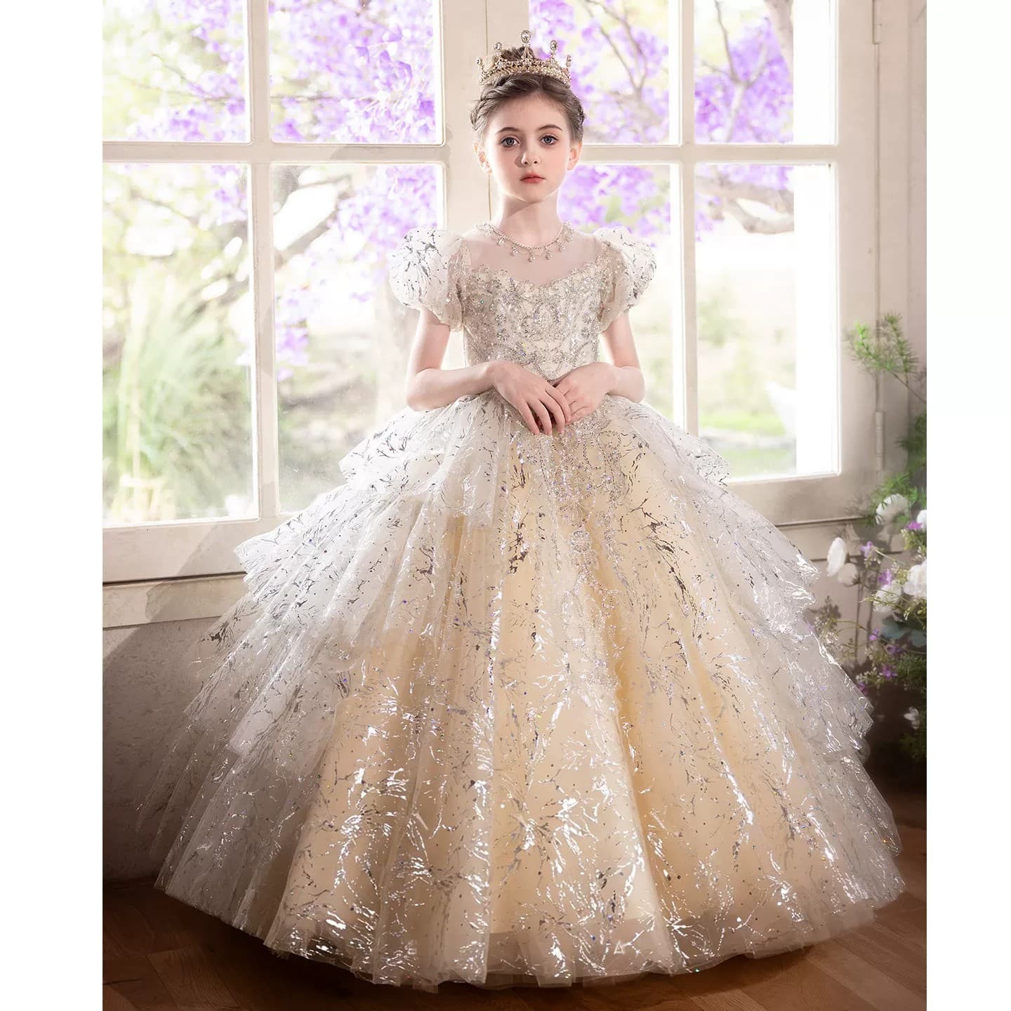 Girls' dresses 2026 new high-end light luxury niche children's birthday flower girl princess dress piano performance clothing
