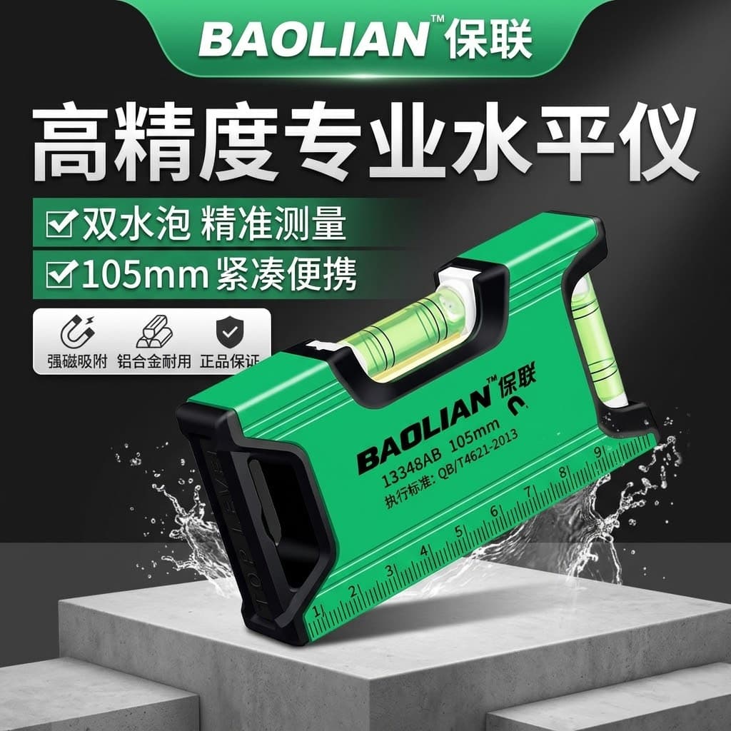 Baolian spirit level high-precision with strong magnetic fan small mini multi-function flat water ruler aluminum alloy leveler