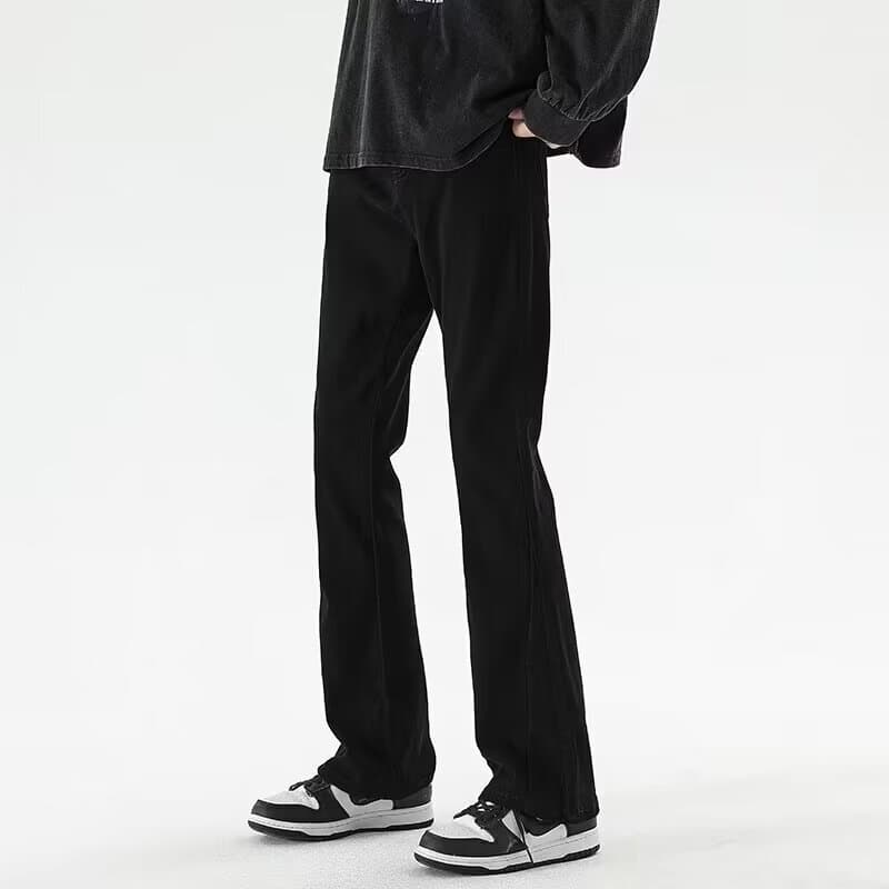 2026 New Men's Jeans Black American High Street Loose Fit Flared Long Pants Straight Leg Men's Pants