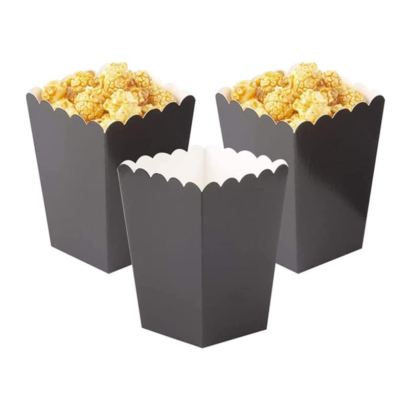 Pure White Disposable Baking Food Packaging Paper Box For Popcorn French Fries Birthday Party Favors