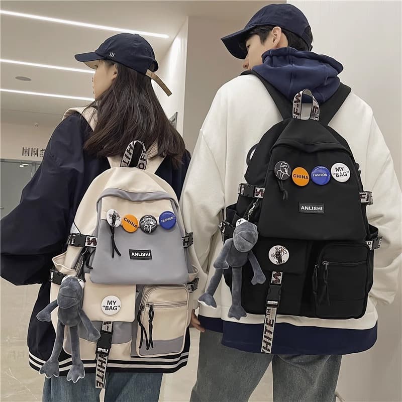 Backpack for Middle School and High School Students, Japanese Style Color-Block Backpack, 2025 New Large-Capacity Backpack for Female College Students, Double Shoulder Bag