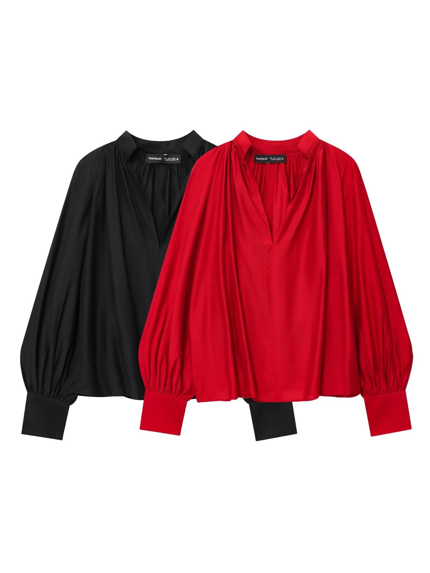 Cross-border Women's Fashion 2025 Fall European and American Style Loose V-Neck Lantern Sleeve Designer Chic Blouse