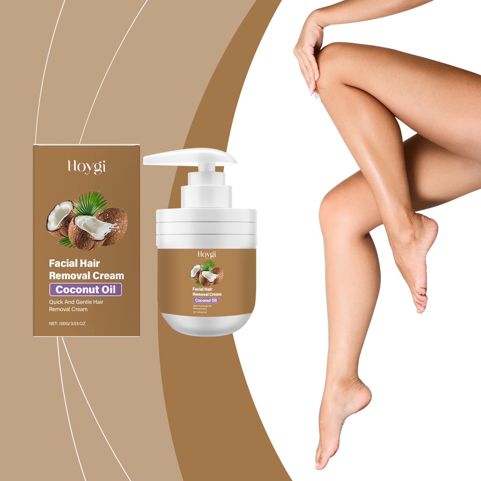 HOYGI Coconut Facial Hair Removal Cream is gentle and non-irritating for facial hair removal for men and women, lip hair and beard.
