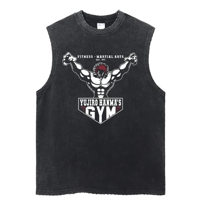 European Size Cotton T Summer Black Washed Vest Hip Hop Streetwear Tank Top