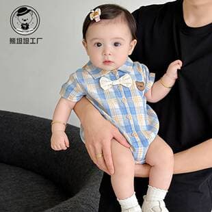 Baby Summer Newborn Romper Set Korean Style Short Sleeve Bodysuit Outwear Crawling Suit