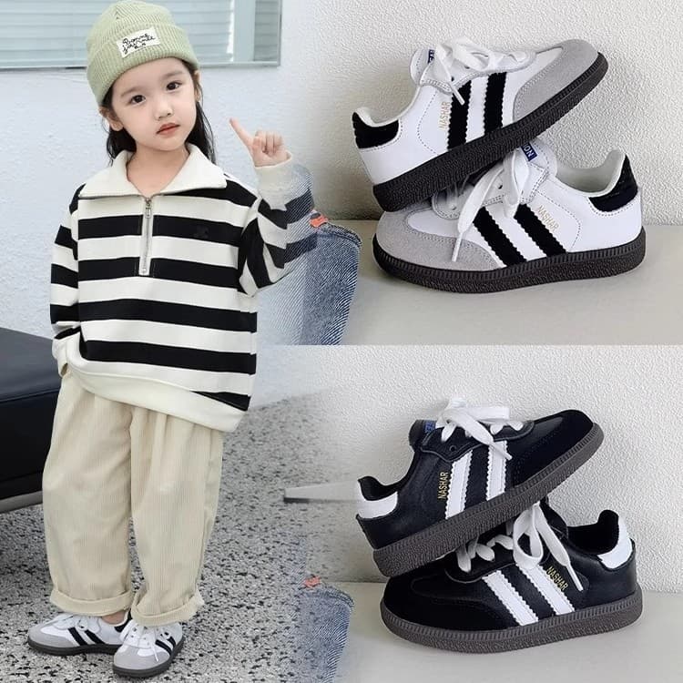 Children's Black and White Skate Shoes 2023 Autumn New Style Boys Skate Shoes Korean Version Simple Versatile Girls Casual