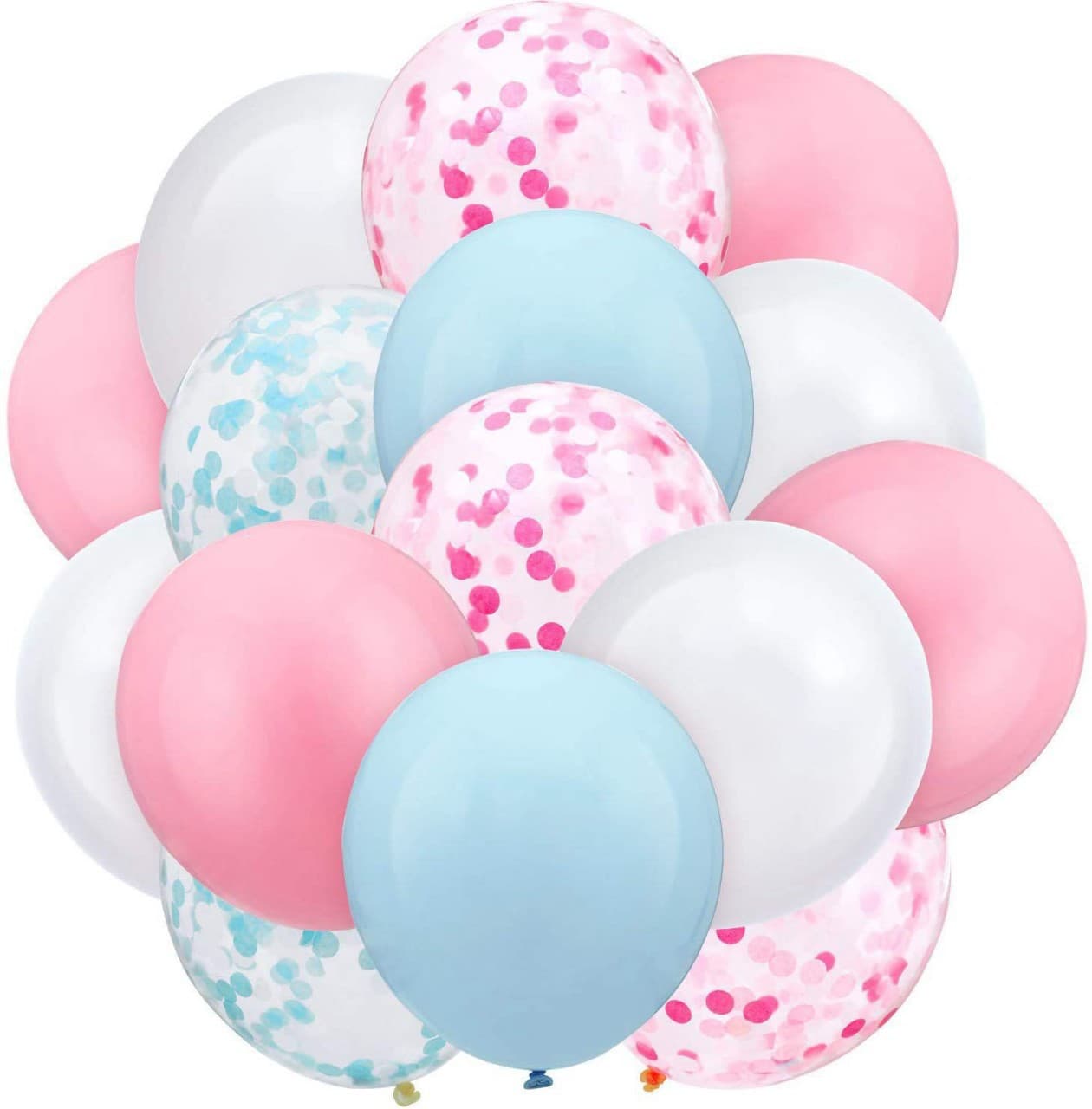 60 Pack 12 Inch Gender Reveal Balloons Blue Pink Confetti Balloons Baby Shower Party Supplies