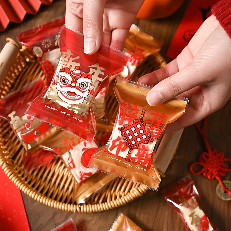 2024 New Year Snowflake Crisp Packaging Bag Dragon Year Celebration Baking Cookie Machine Sealing Candy Bag