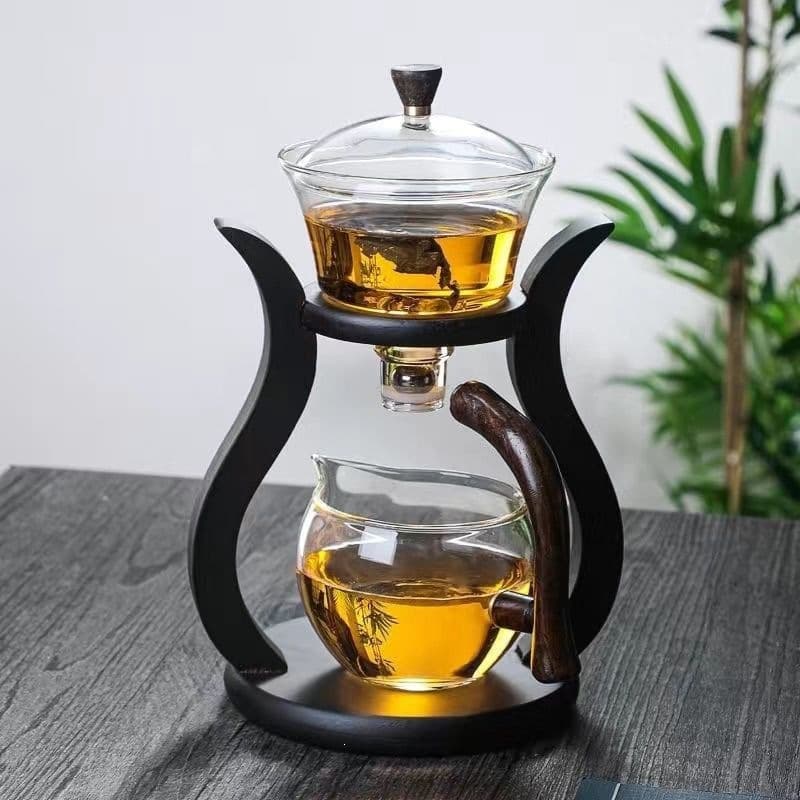 Automatic Magnetic Glass Tea Set, Self-Brewing Transparent Teapot, Heat-Resistant Tea Cups, Kung Fu Tea Set for Home Use