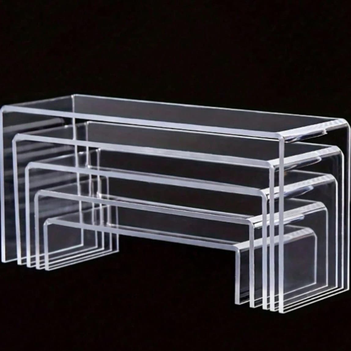 Acrylic U-Shaped Display Stand Set, Stepped Transparent Multi-Layer Shelving for Perfume, Desserts, and Blind Box Storage