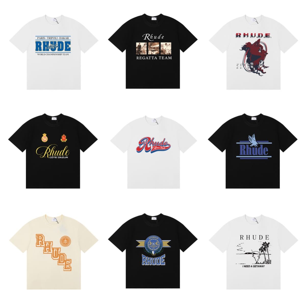 Cross-border trendy brand RHUDE high street printed breathable half-sleeve simple fashion trendy brand loose casual short-sleeved T-shirt