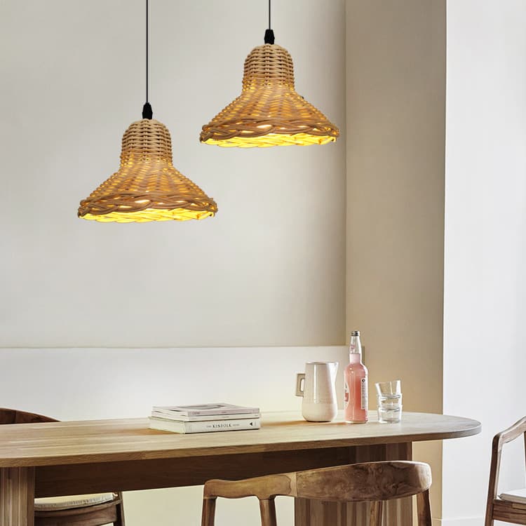Rattan pendant lights, authentic rattan woven decoration, handmade study/bedroom lampshades.